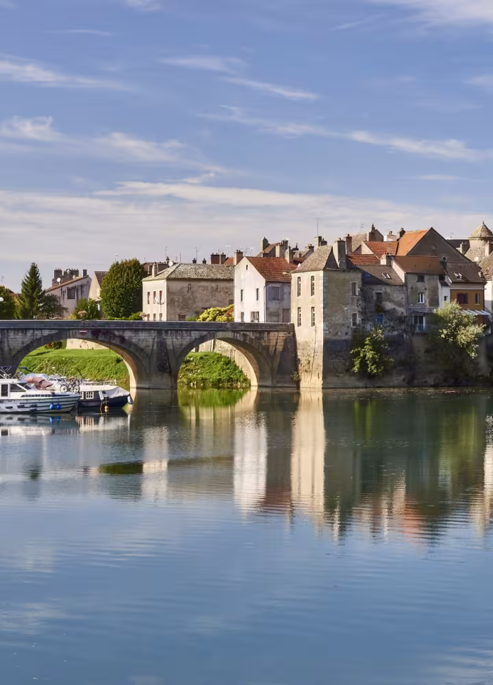 Verdun-sur-le-Doubs_la Saône et les bateaux de plaisance à la halte nautique