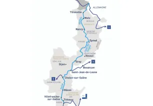 La Voie Bleue véloroute, carte de l'itinéraire
