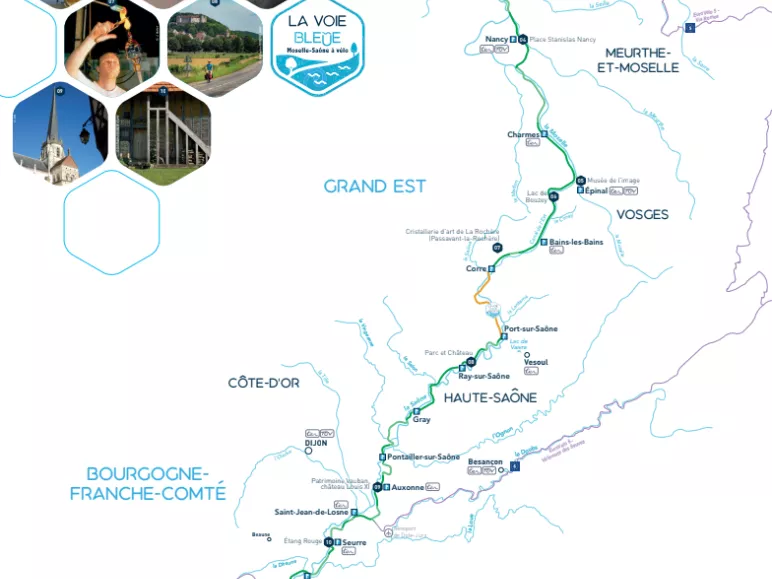 Carte de la véloroute La Voie Bleue, V50 à vélo